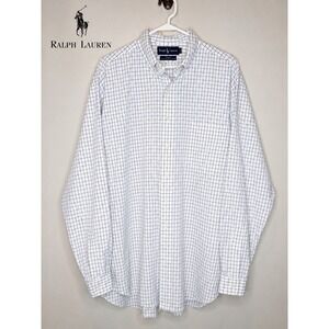 Ralph Lauren Blake Button Down Shirt White Blue Check XL